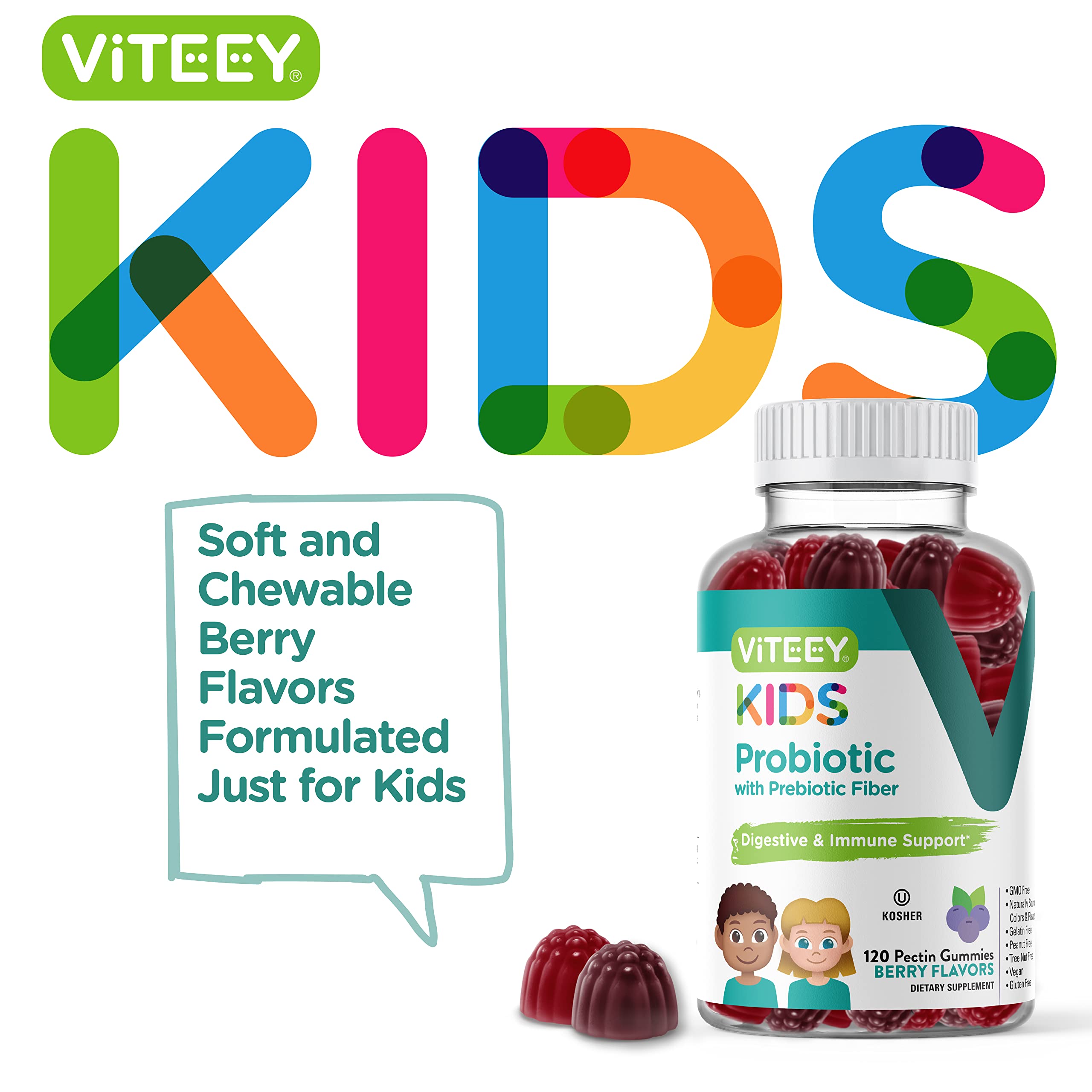 Close-up of Berry flavored chewable probiotics for kids