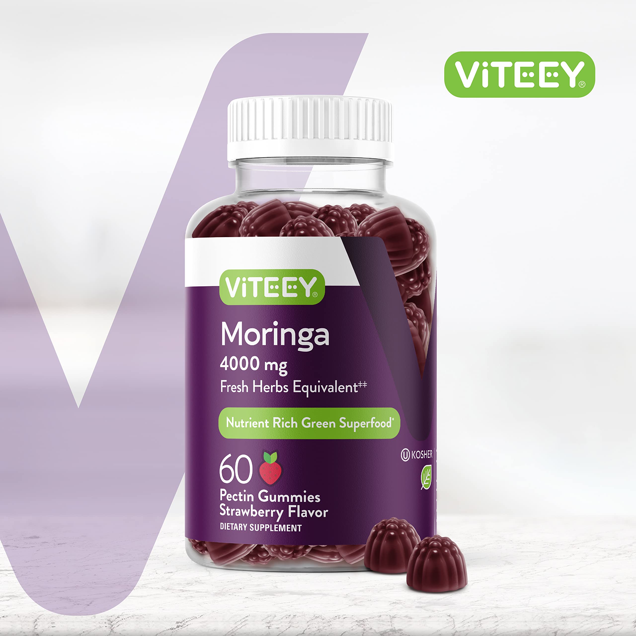 Viteey Moringa Gummies bottle with 60-count