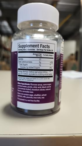 Viteey Moringa Gummies bottle on countertop