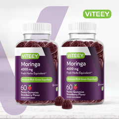 Back label of Viteey Moringa Gummies bottle