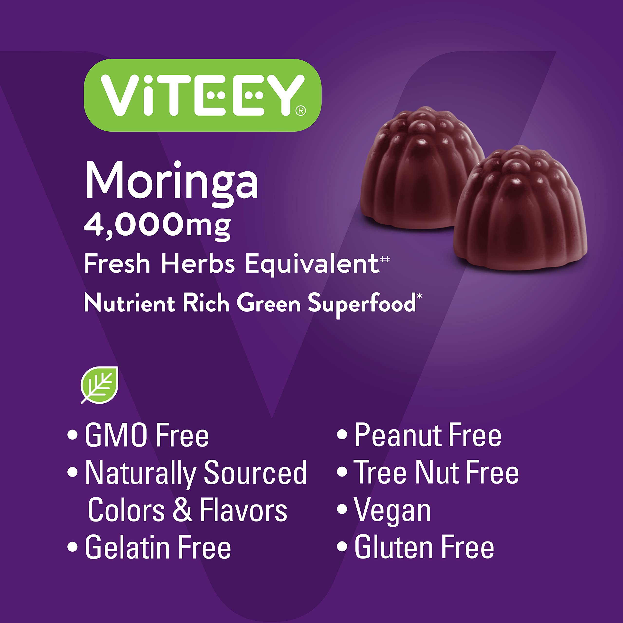 Nutritional facts panel for Viteey Moringa Gummies