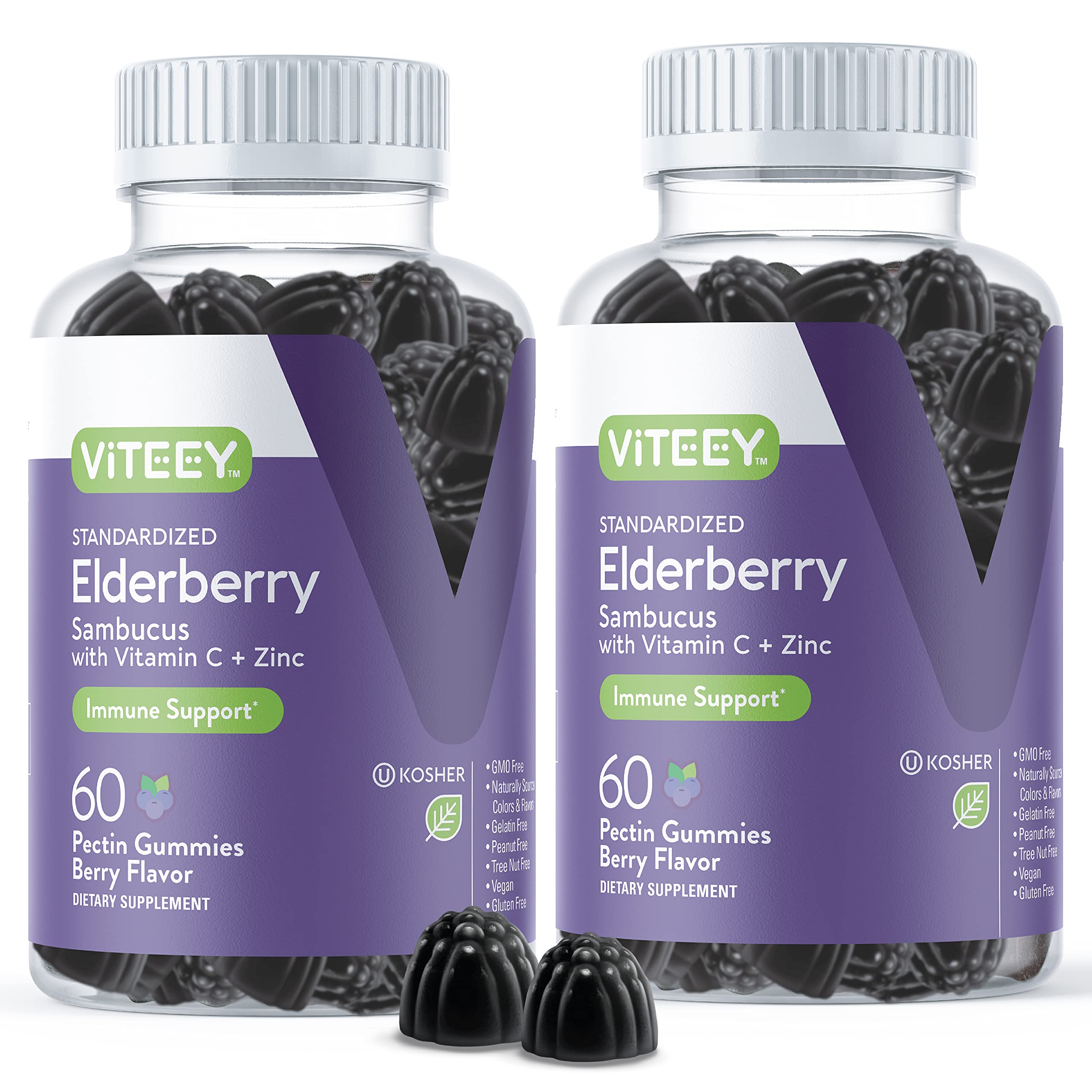 Bottle of Viteey Sambucus Elderberry Gummies for adults - 120 count