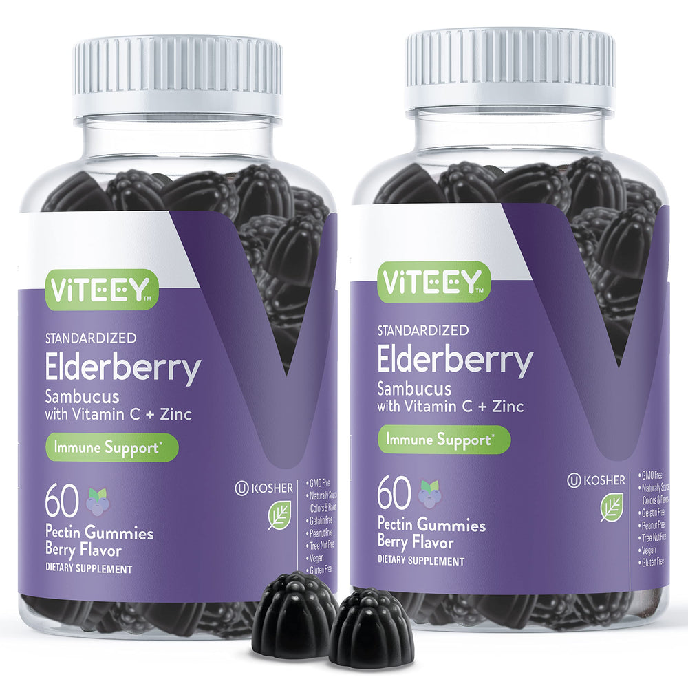 Bottle of Viteey Sambucus Elderberry Gummies for adults - 120 count