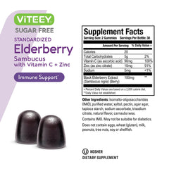 Sugar-free berry-flavored elderberry gummies close-up
