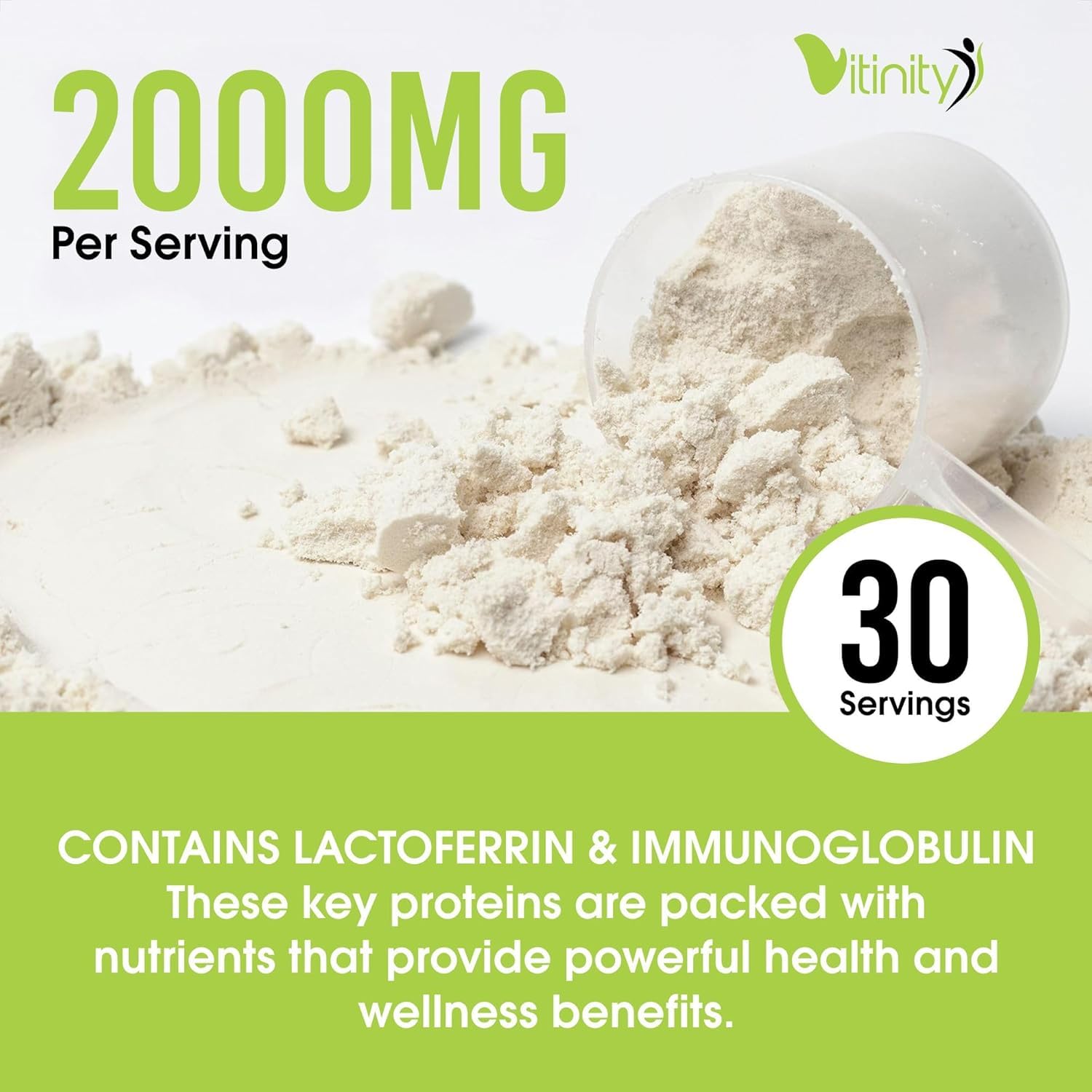 Nutrition facts panel for VITINITY Colostrum Powder