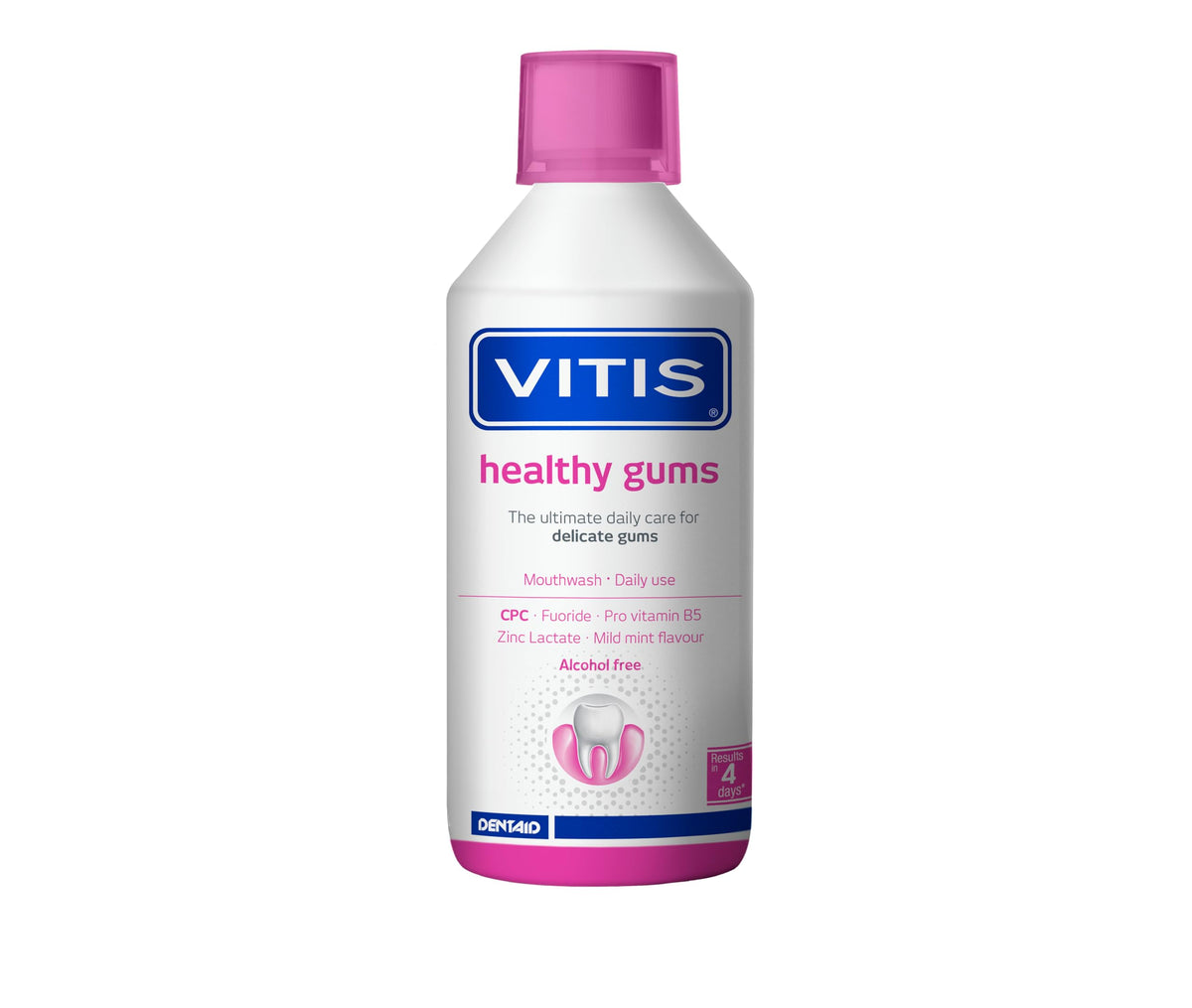 Vitis Gingival Mouthwash bottle with mint flavor, 500ml