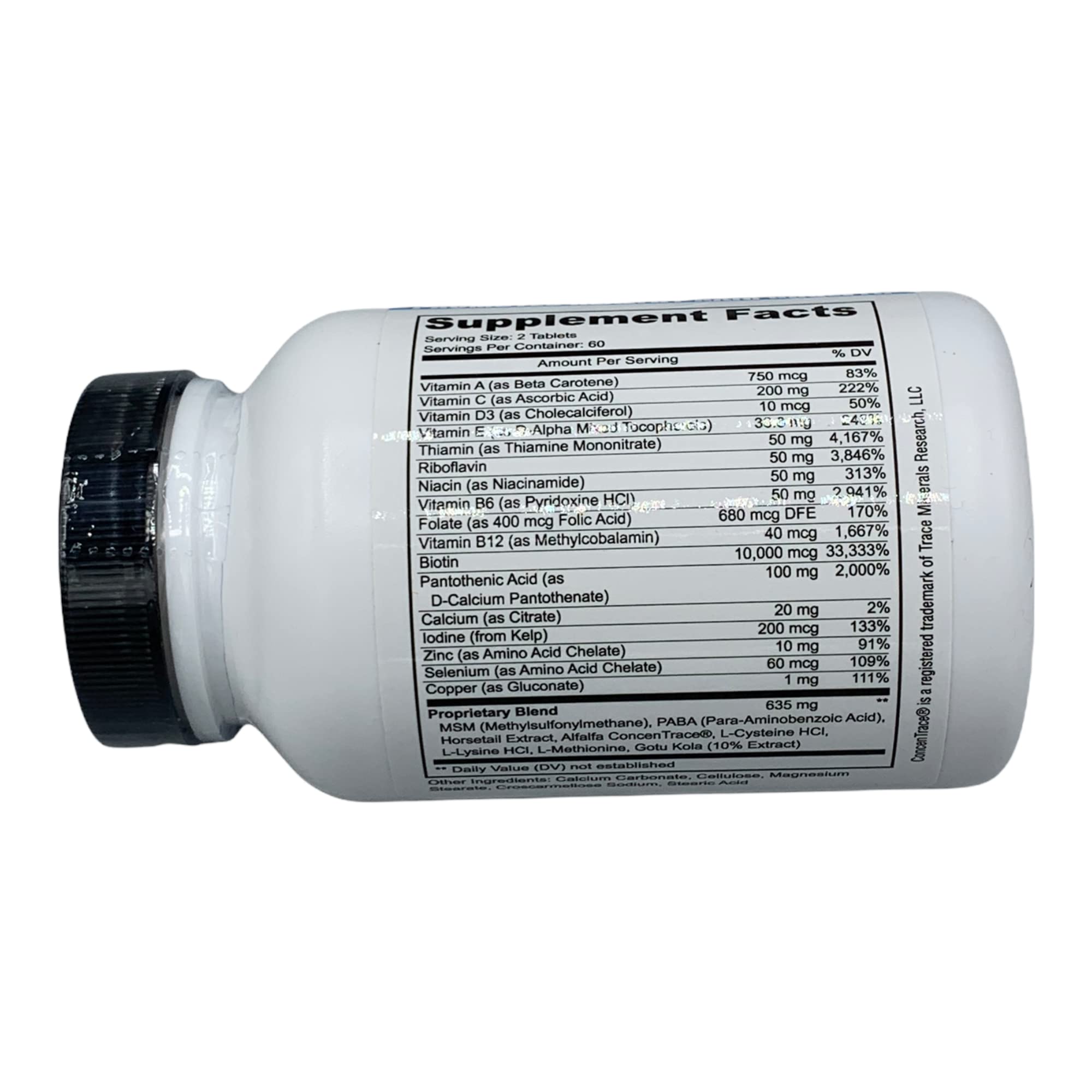 Ingredient panel for Vitol Great Hair Biotin supplement