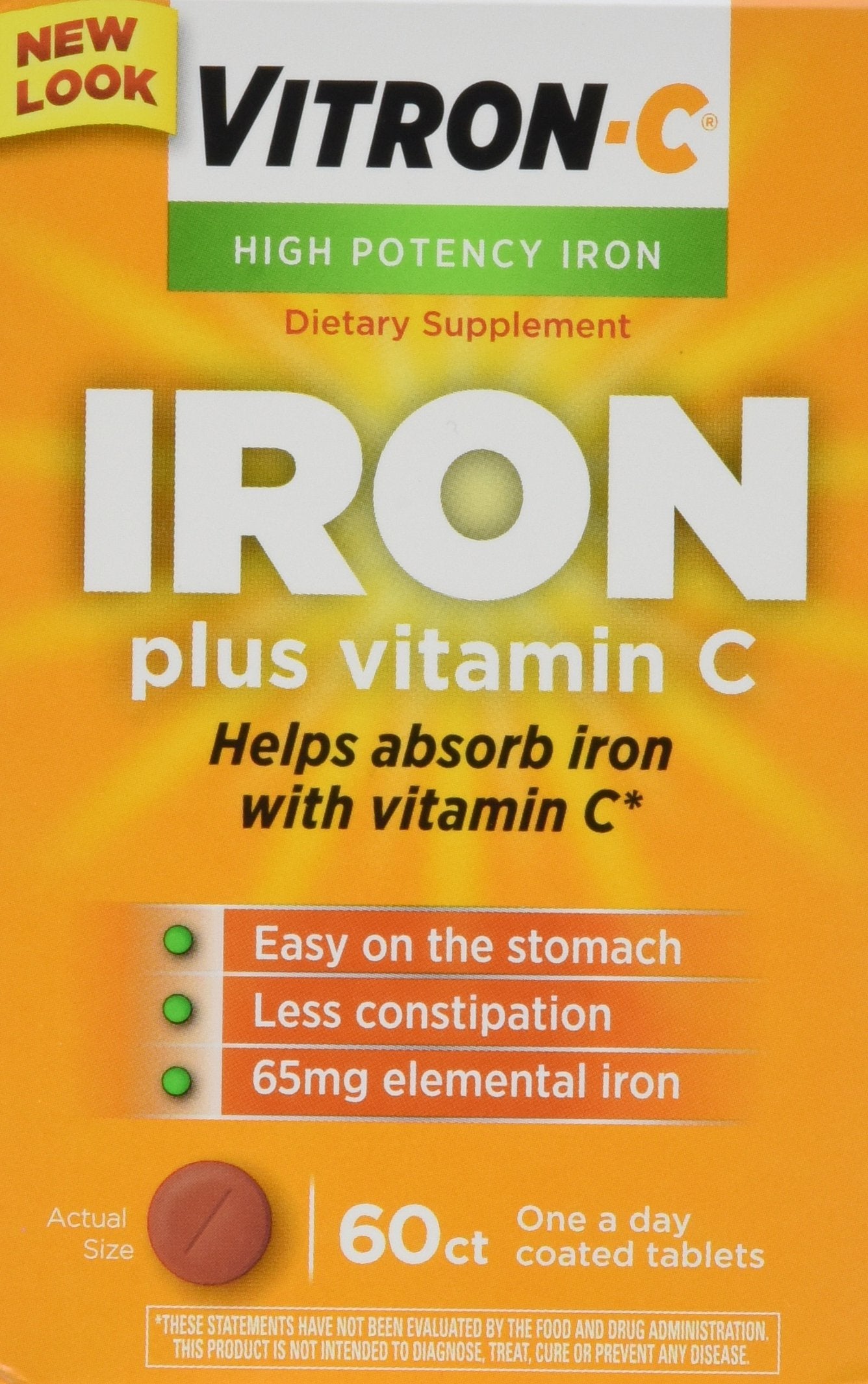 Front view of Vitron-C High Potency Iron Supplement Tablets Pack of 2