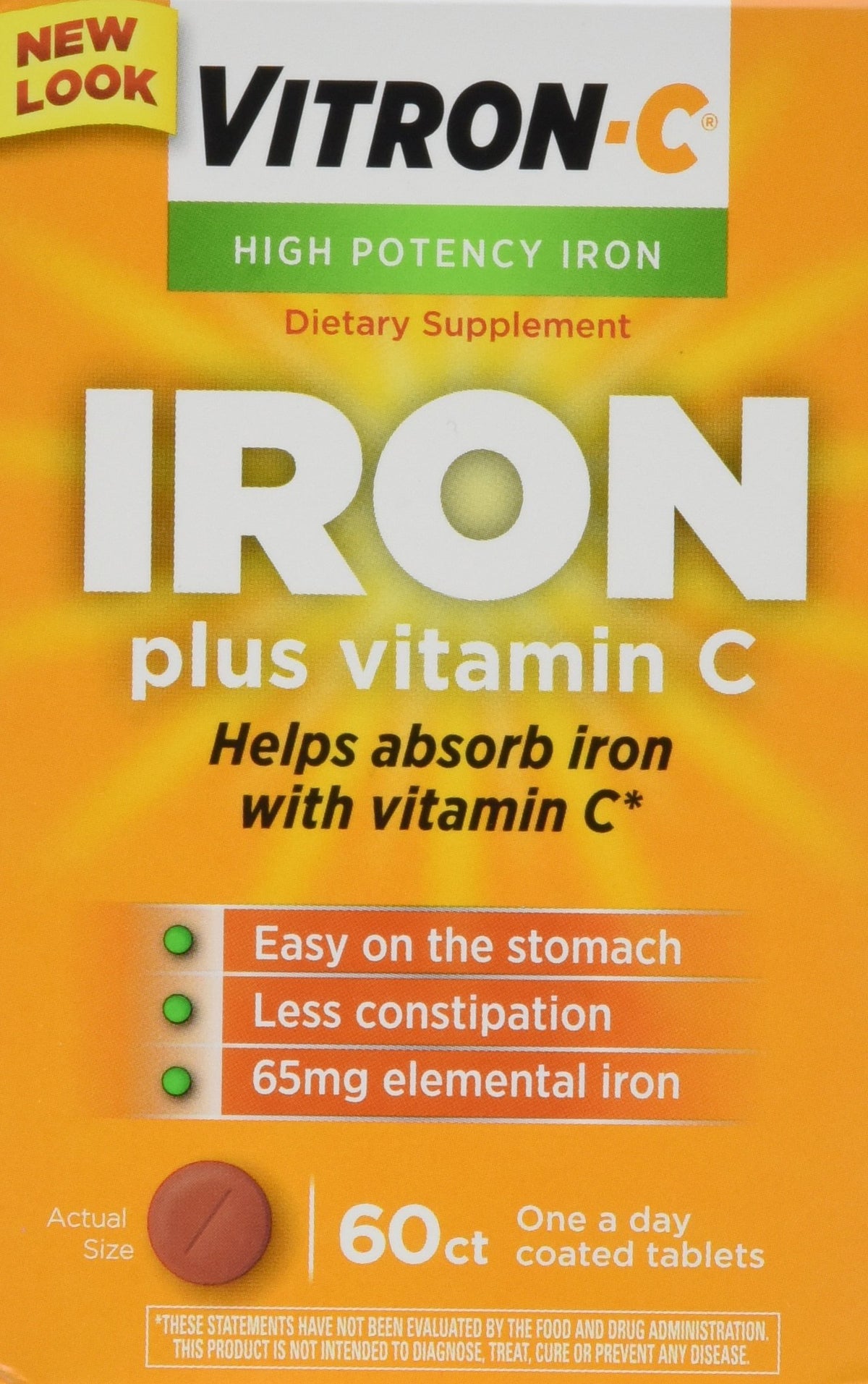 Front view of Vitron-C High Potency Iron Supplement Tablets Pack of 2