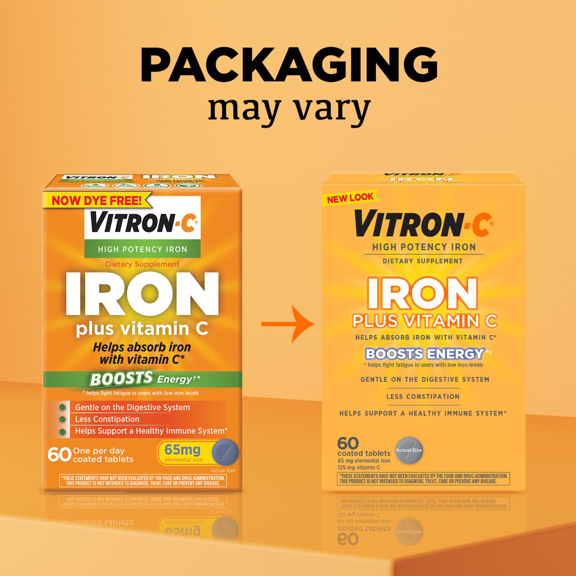 Back label showing Vitron-C ingredients and directions