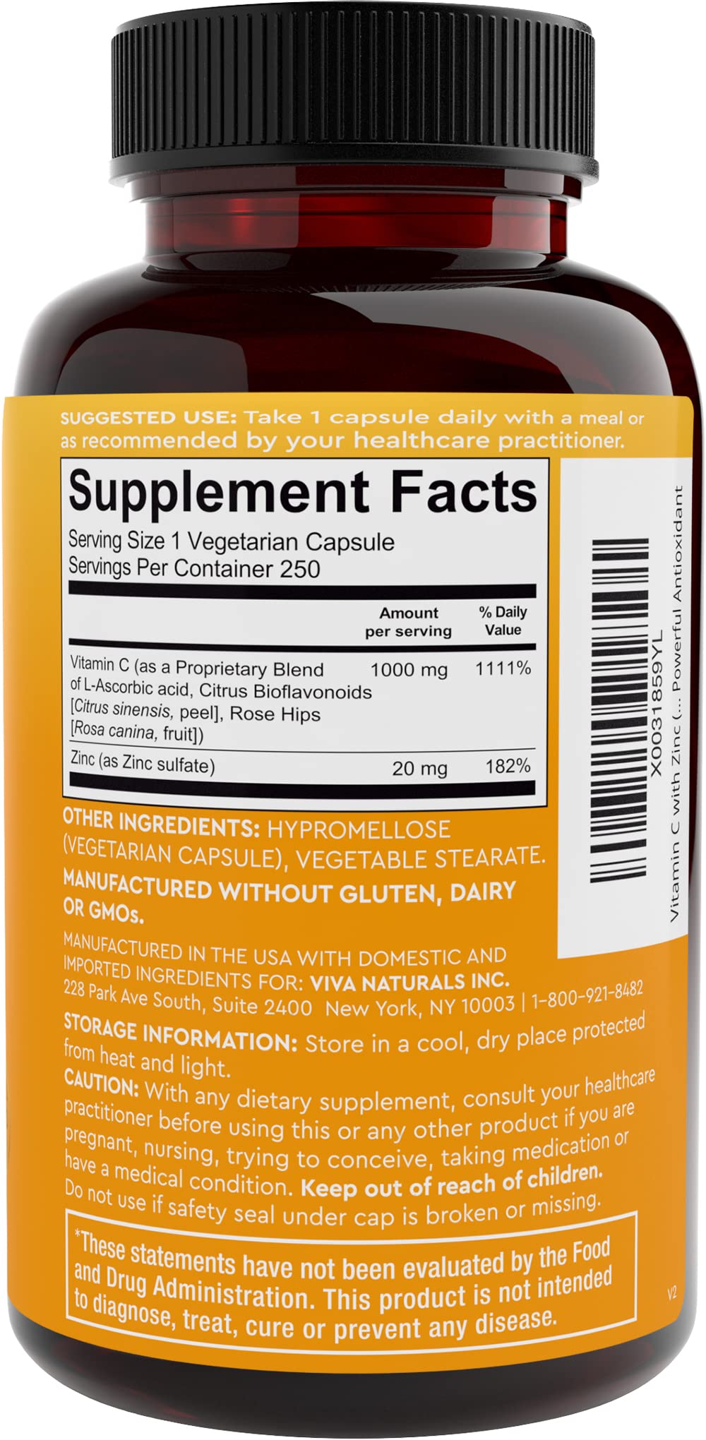 Supplement facts/ingredients panel image