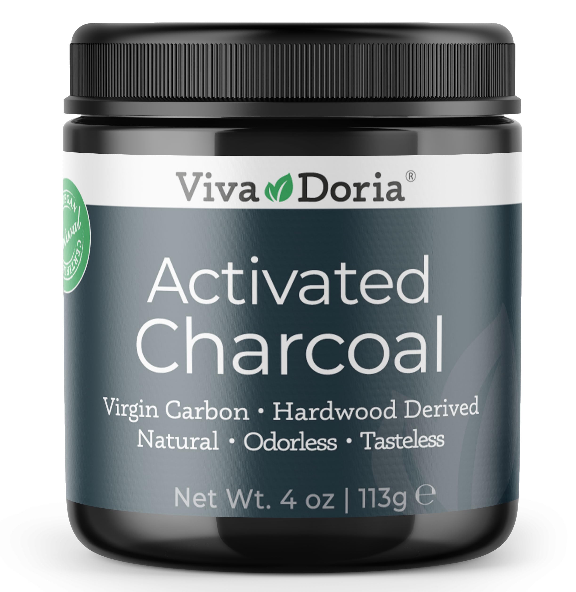 Viva Doria Activated Charcoal Powder 4 Oz – Hardwood Derived, Food Grade