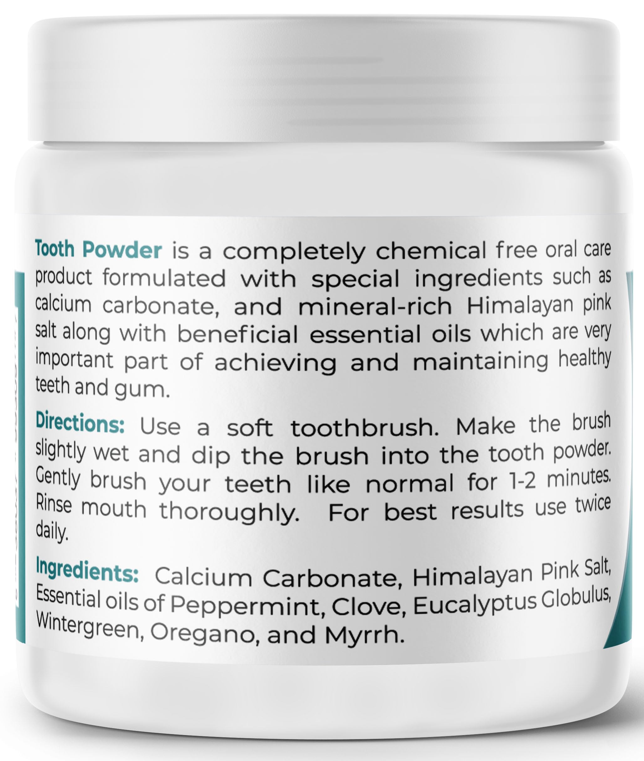 USA-made packaging of Viva Doria Natural Tooth Powder in a resealable jar