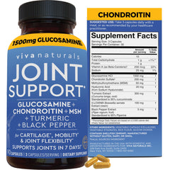 Viva Naturals Glucosamine Chondroitin MSM bottle label – 90 capsules
