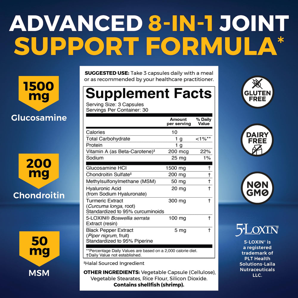 Ingredient highlights: Glucosamine HCl, Chondroitin sulfate, MSM