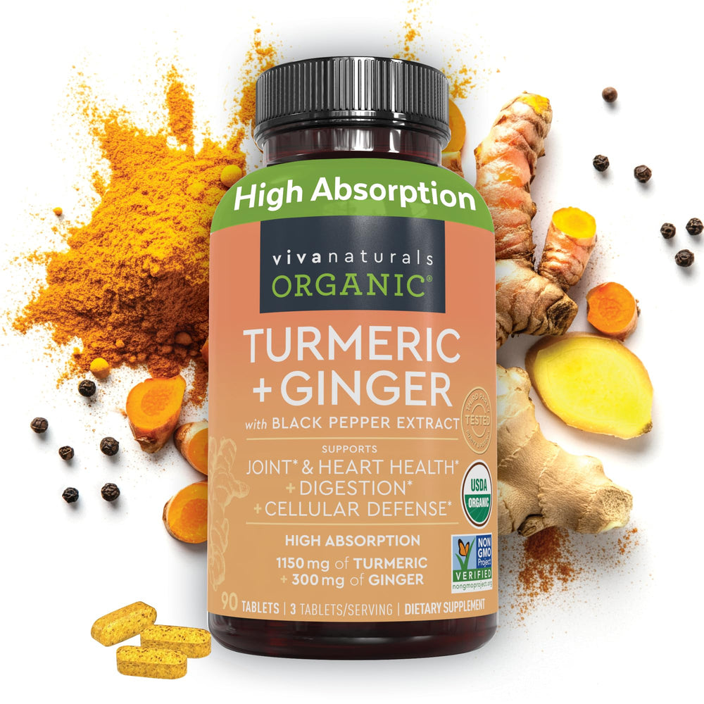 Capsules of Viva Naturals turmeric-ginger with 150 mg turmeric standardized to 95% curcuminoids