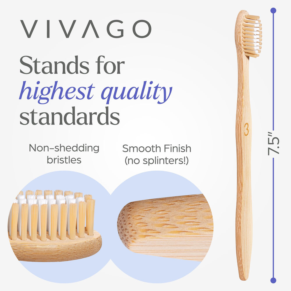 Packaging of the VIVAGO bamboo toothbrushes