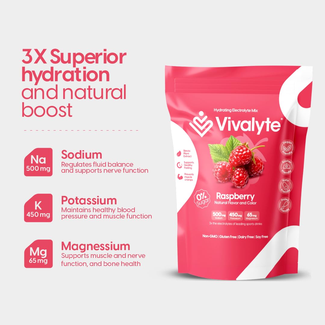 Vivalyte Blueberry flavor electrolyte powder packets