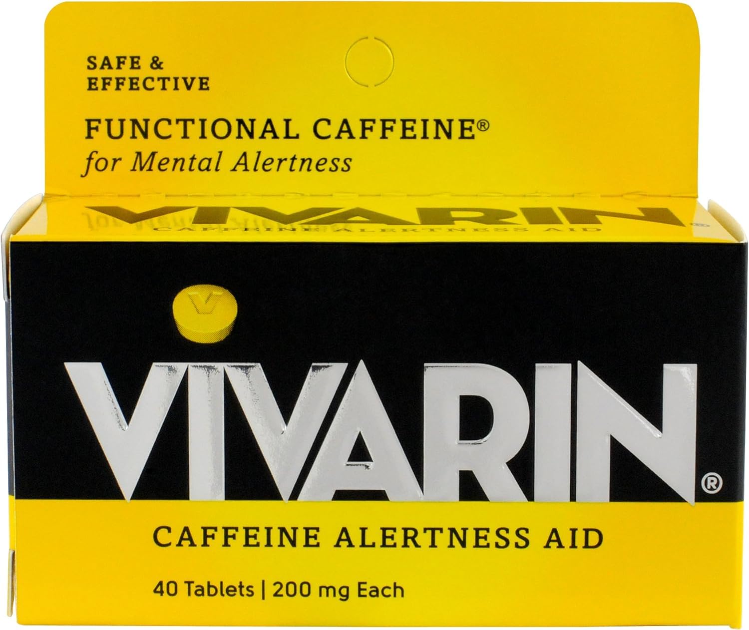 Vivarin Brand Alertness Aid bottle and packaging close-up