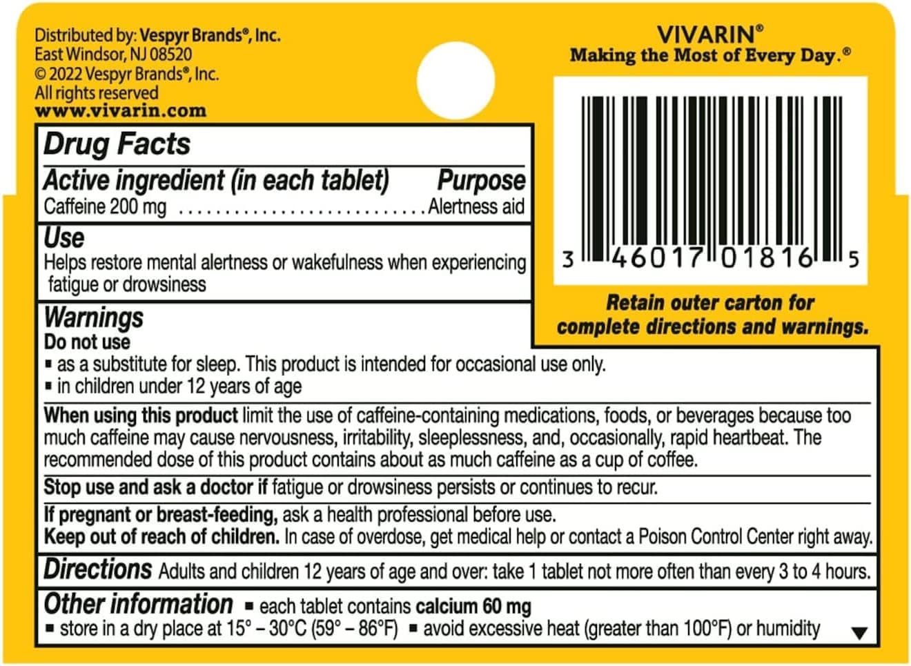 Vivarin Tabs 16-count packshot