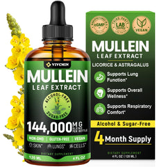 Bottle of vivcmin Mullein Drops for lungs with Licorice & Astragalus
