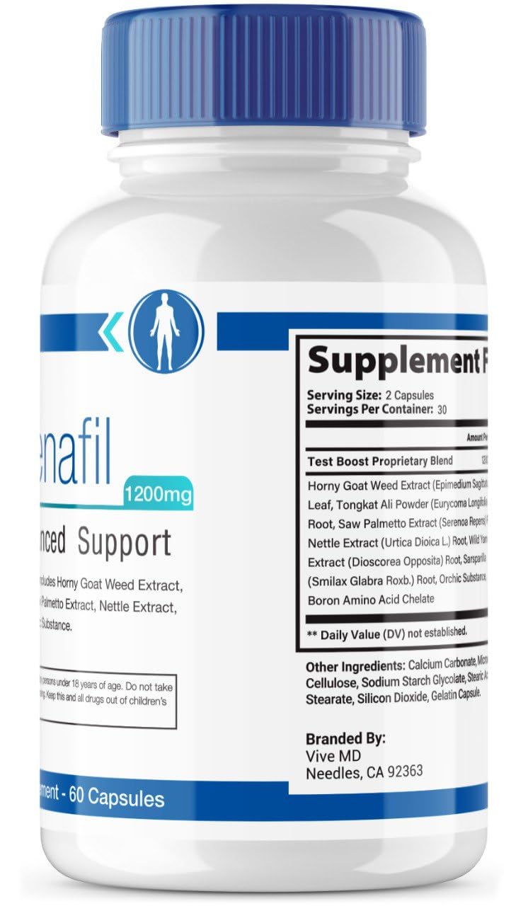 Supplement facts panel for Zydenafil pills