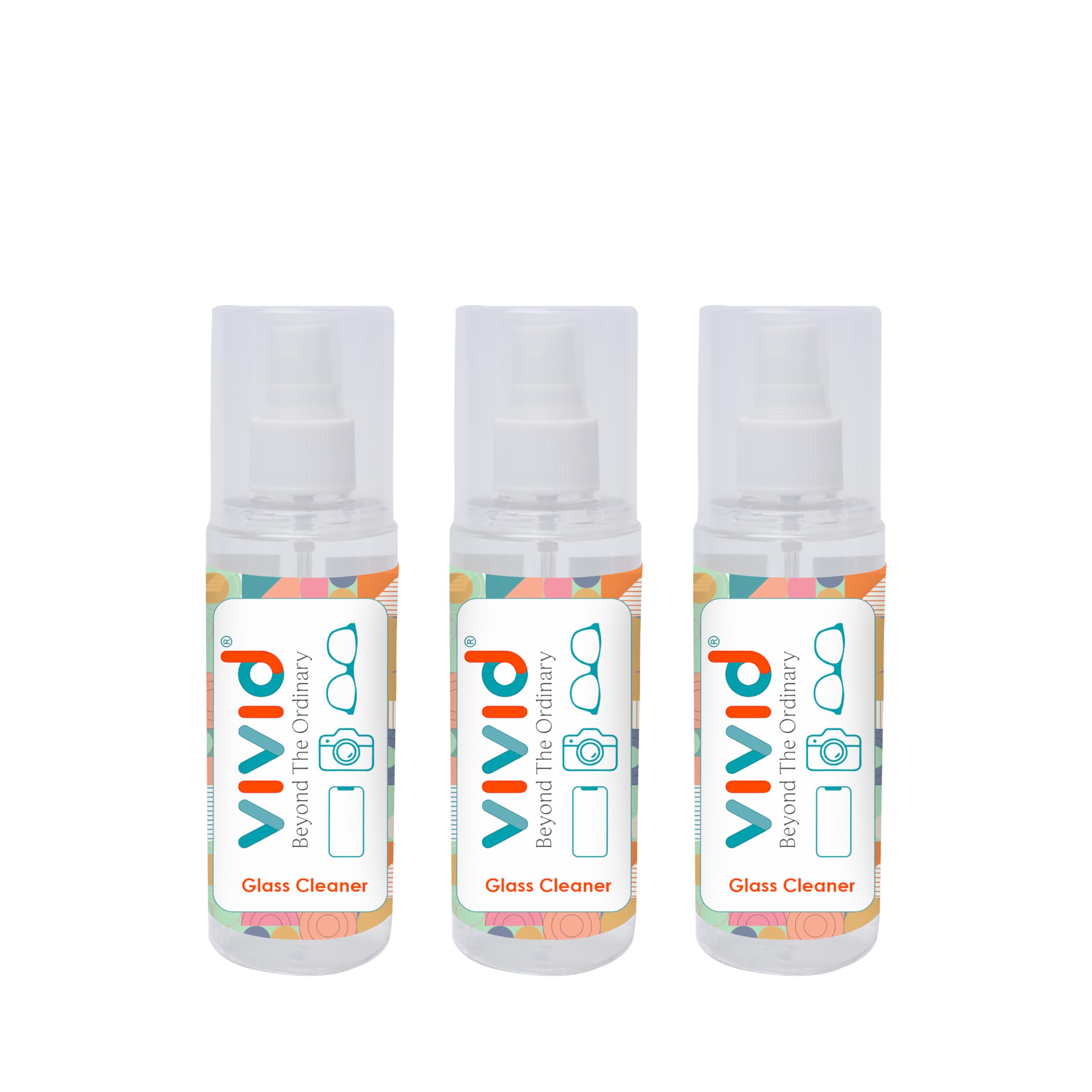 Three 60ml MyClean cleaning spray bottles for glasses