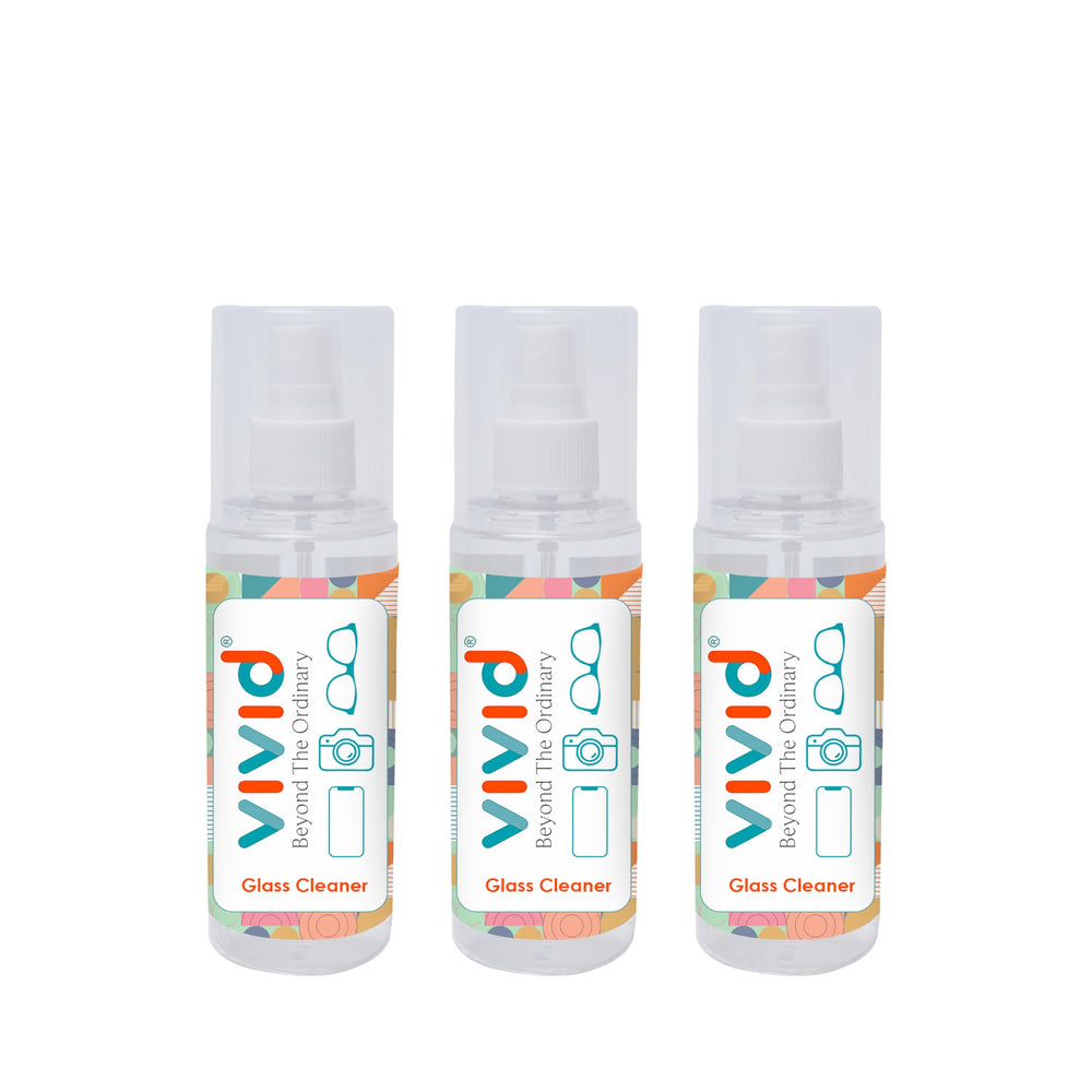 Three 60ml MyClean cleaning spray bottles for glasses