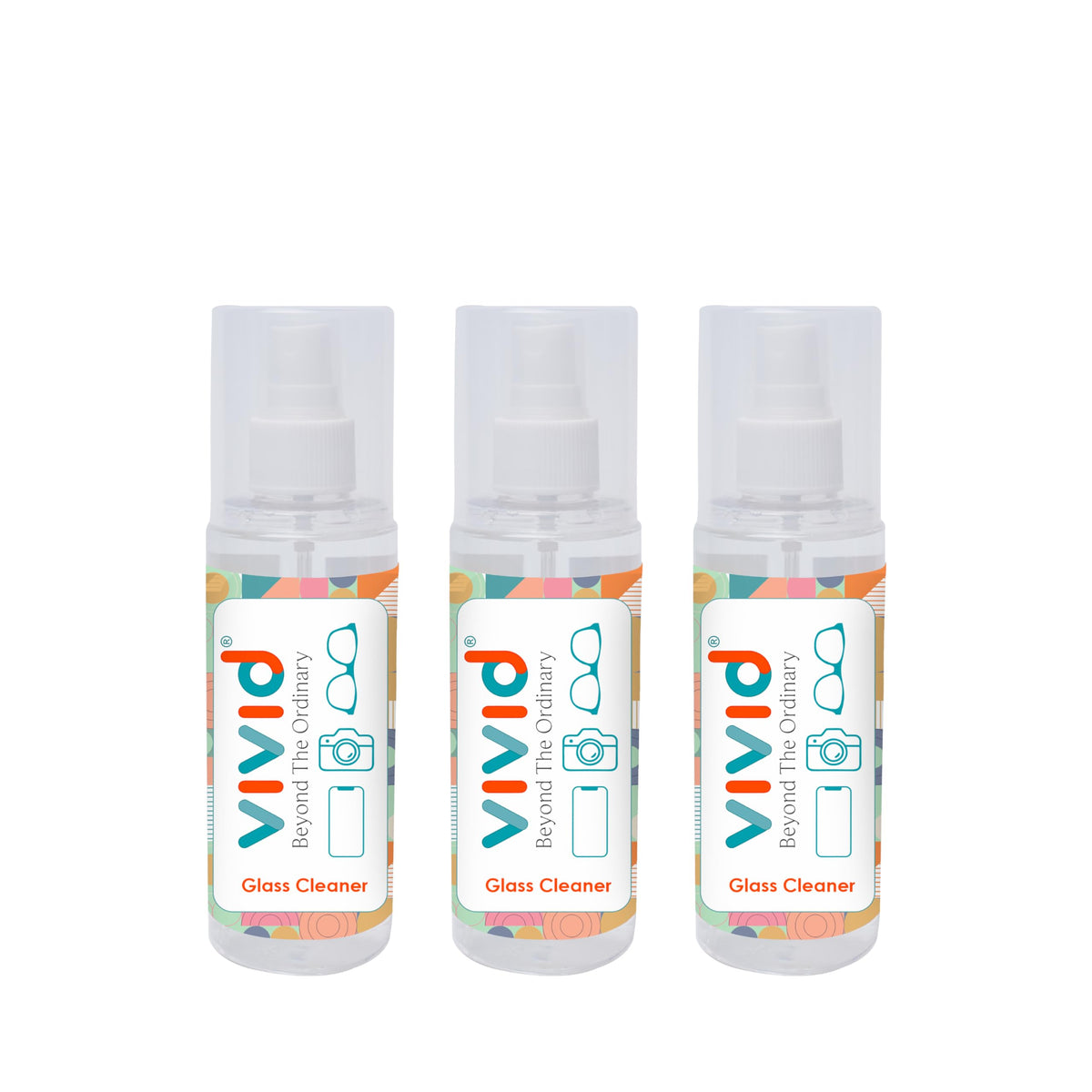 Three 60ml MyClean cleaning spray bottles for glasses