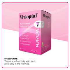 Ingredients showing CoQ10 and Omega-3 in Vivioptal Women 90 Softgels