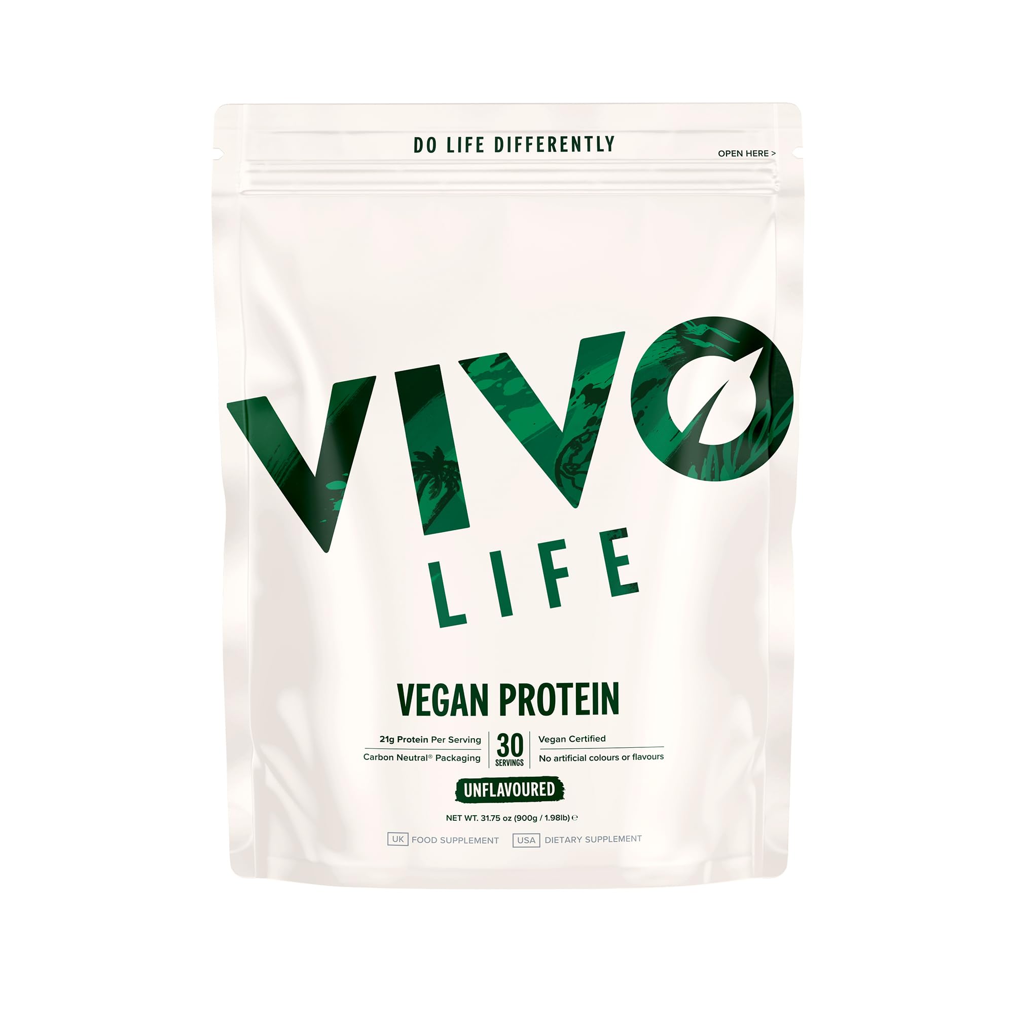 Vivo Vegan Protein Powder Vanilla flavor tub 31.7 oz