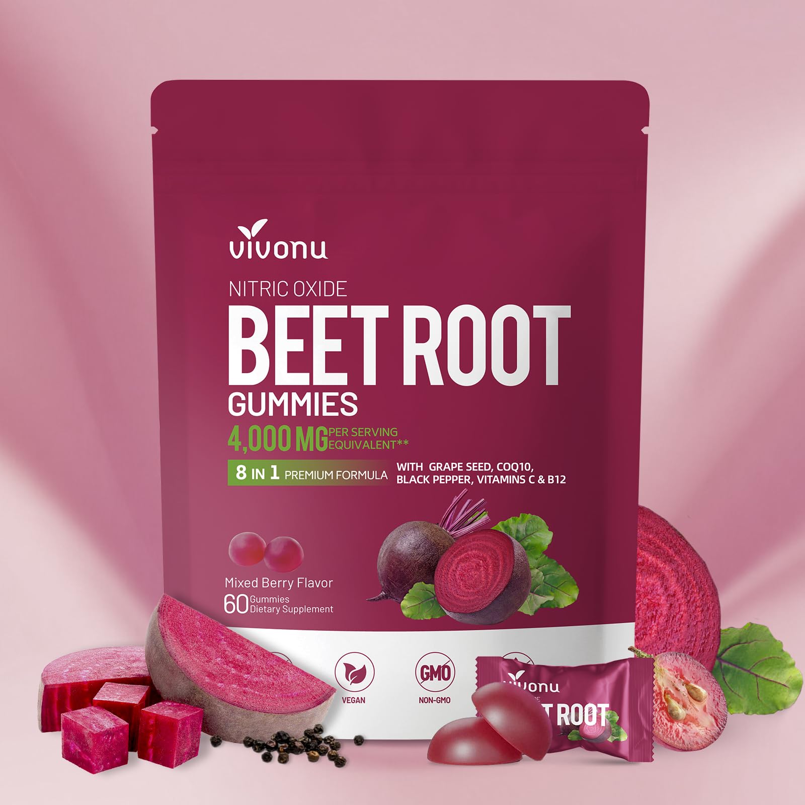 VivoNu Beet Root Gummies bottle front view