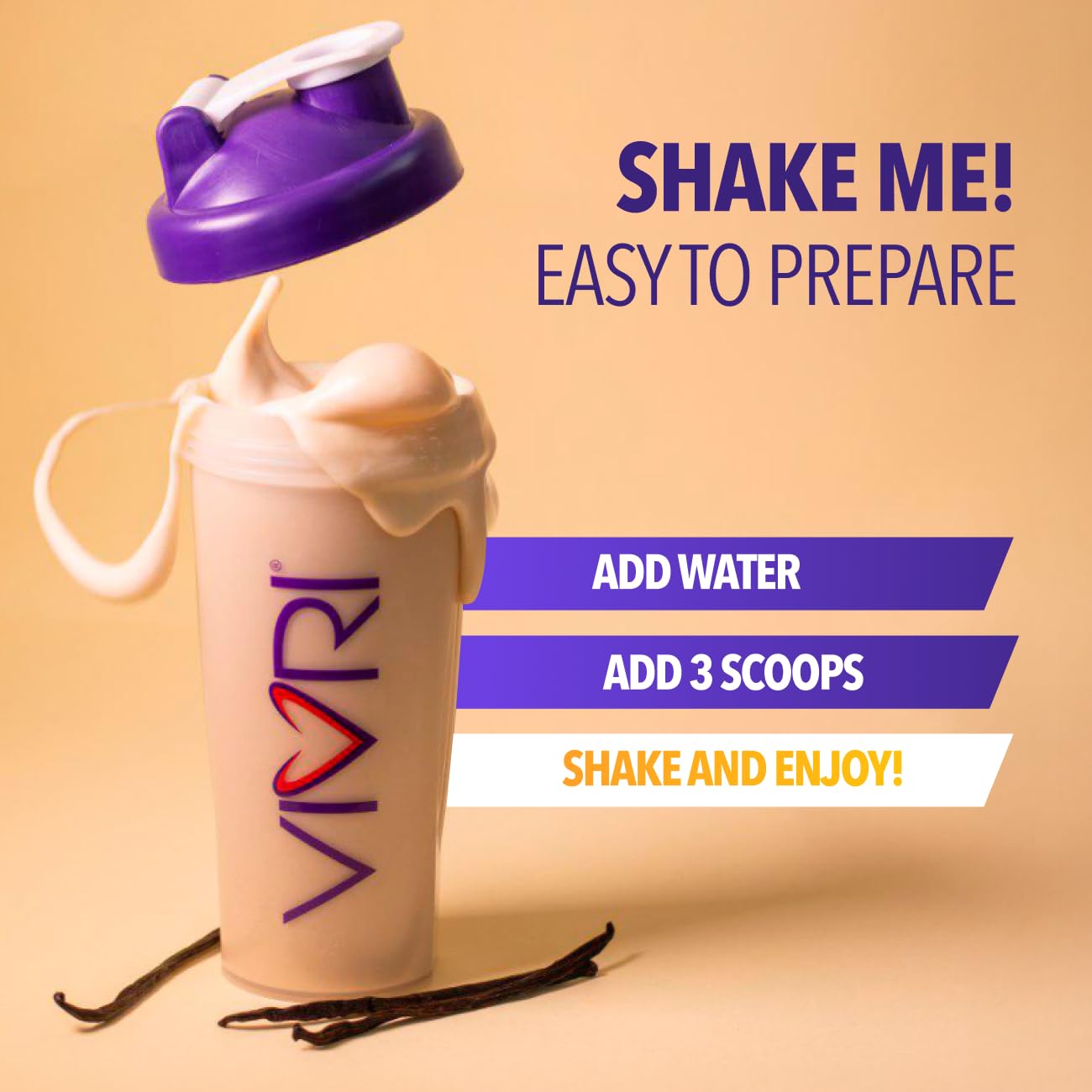 VIVRI coffee alternative shake image emphasizes a caffeine-free energy option.