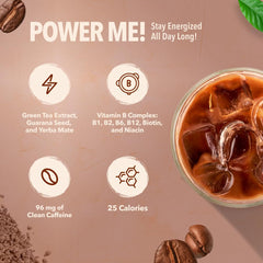 Close-up of ingredients: Green Tea Extract, Guarana, and Yerba Mate