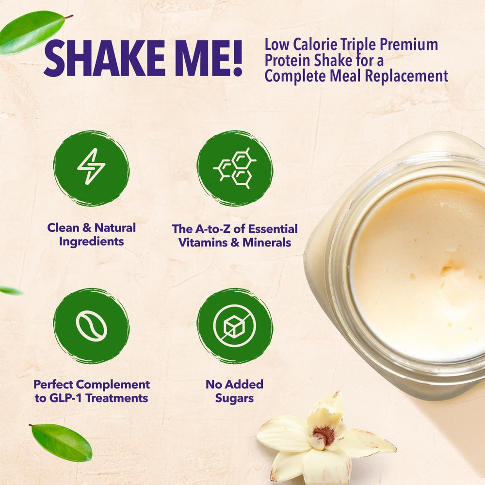 VIVRI premium triple protein ingredients highlight a muscle-supporting blend.