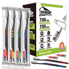 VKshop 120 pack disposable toothbrushes with toothpaste, individually wrapped for travel