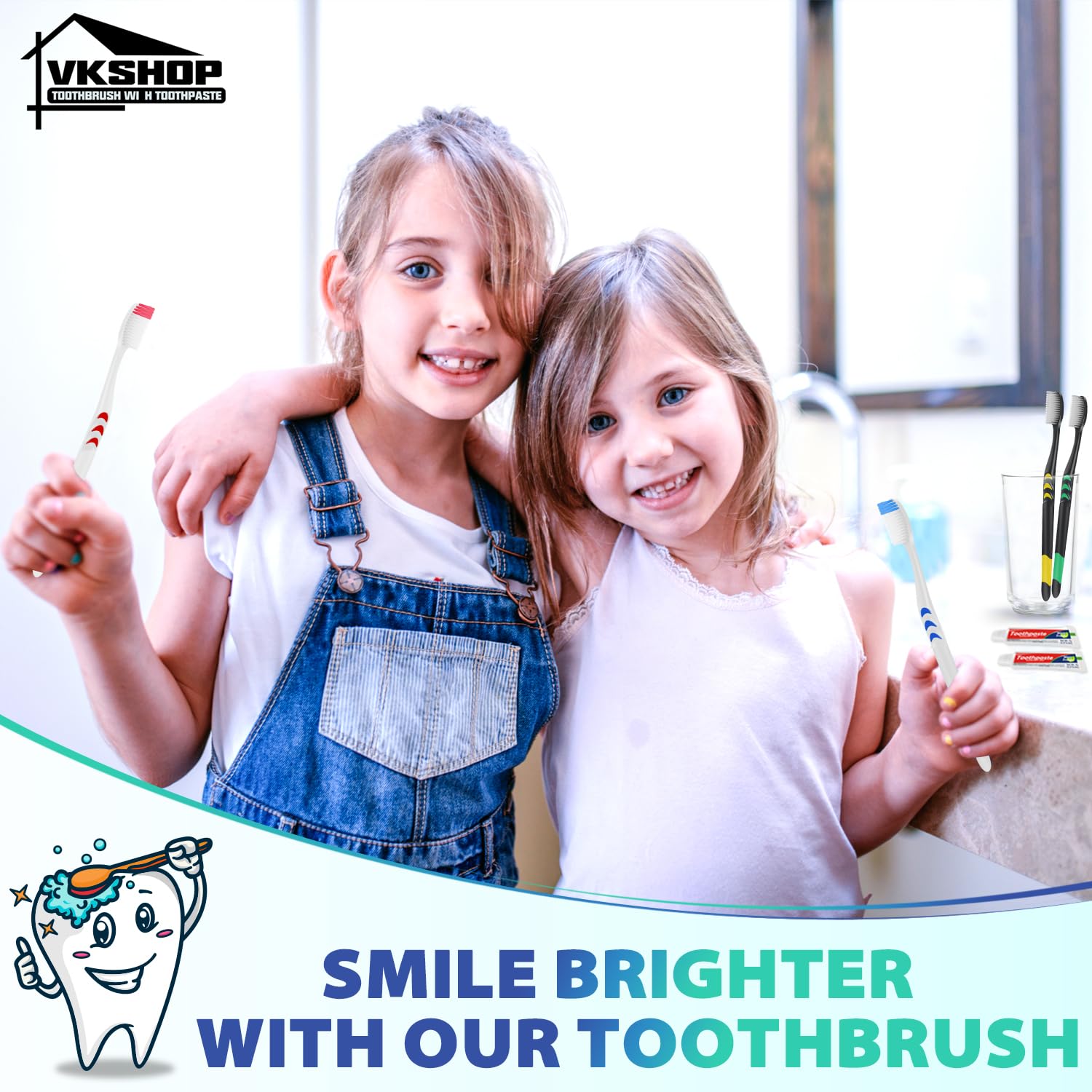 Travel-ready disposable toothbrushes with medium bristle in white