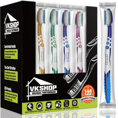 VKshop 144-pack bulk disposable toothbrushes, individually wrapped
