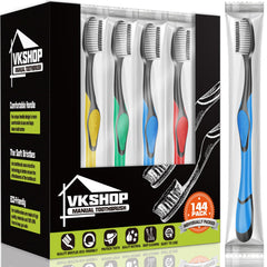VKshop 144Pack Extra Soft Bamboo Toothbrushes in bulk, individually wrapped