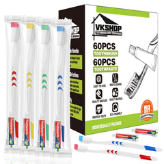 Box of VKshop 60-pack disposable toothbrushes with toothpaste (white)