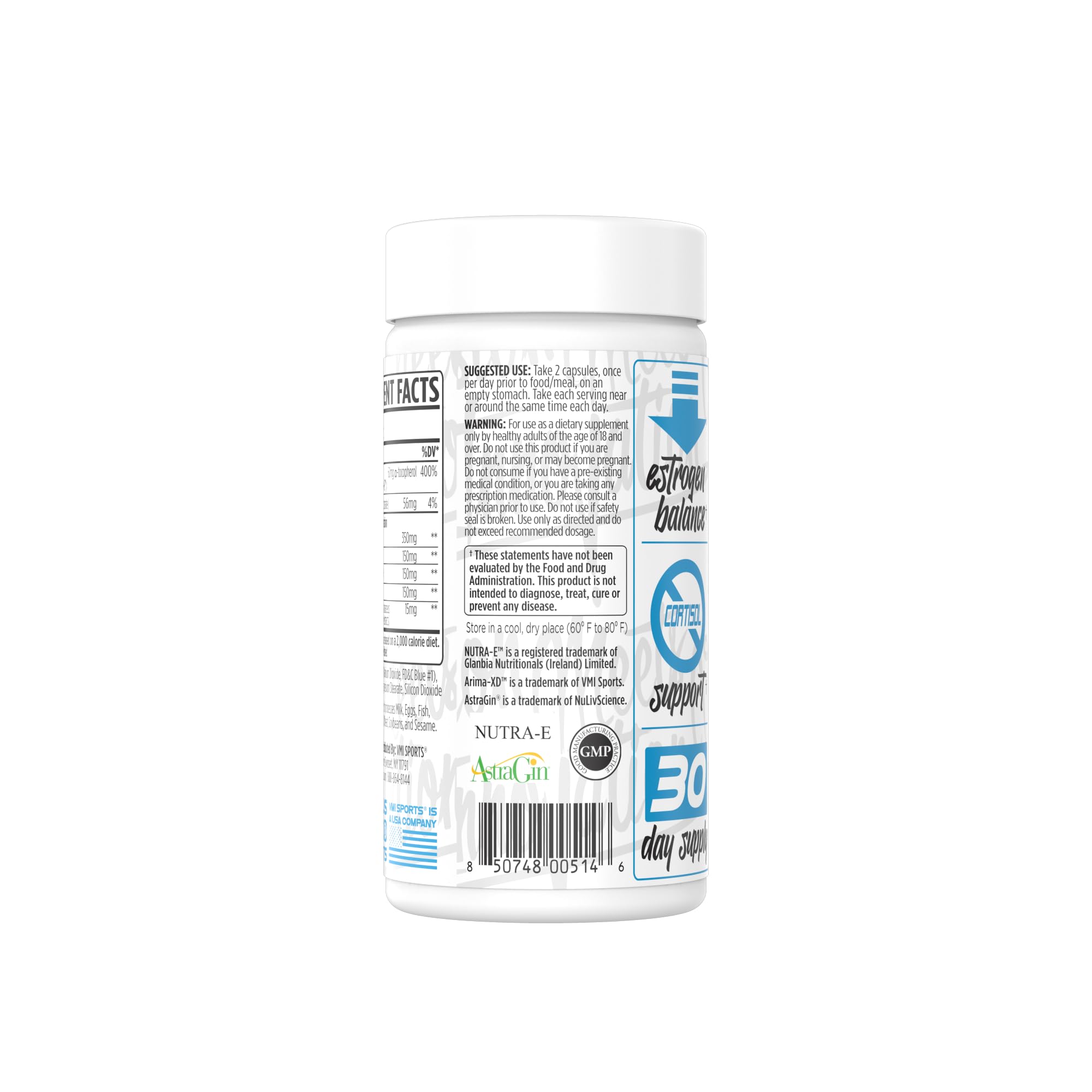 VMI Sports Arima-XD packaging on shelf promoting cycle-ready hormone balance.