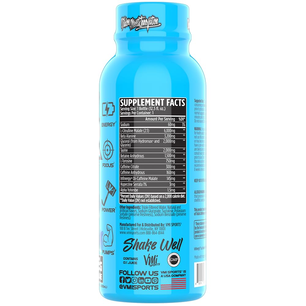 VMI Sports KXR label detail shows beta-alanine and citrulline content.