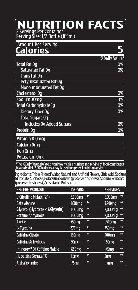 VMI Sports KXR miami vice bottle pour delivers a caffeine kick for workouts.