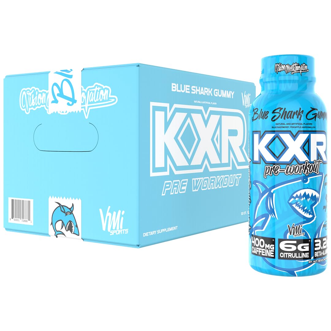 VMI Sports KXR ready-to-drink blue bottle front for bold pre-workout energy.