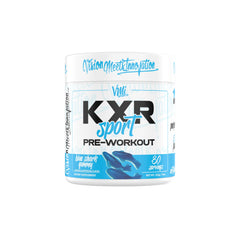 VMI Sports KXR Sport powder jar in Blue Shark Gummy flavor for sustained energy