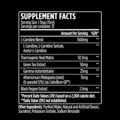 VMI Sports L-Carnitine 1500 Heat pour into glass showing convenient one-scoop dosing for workouts.