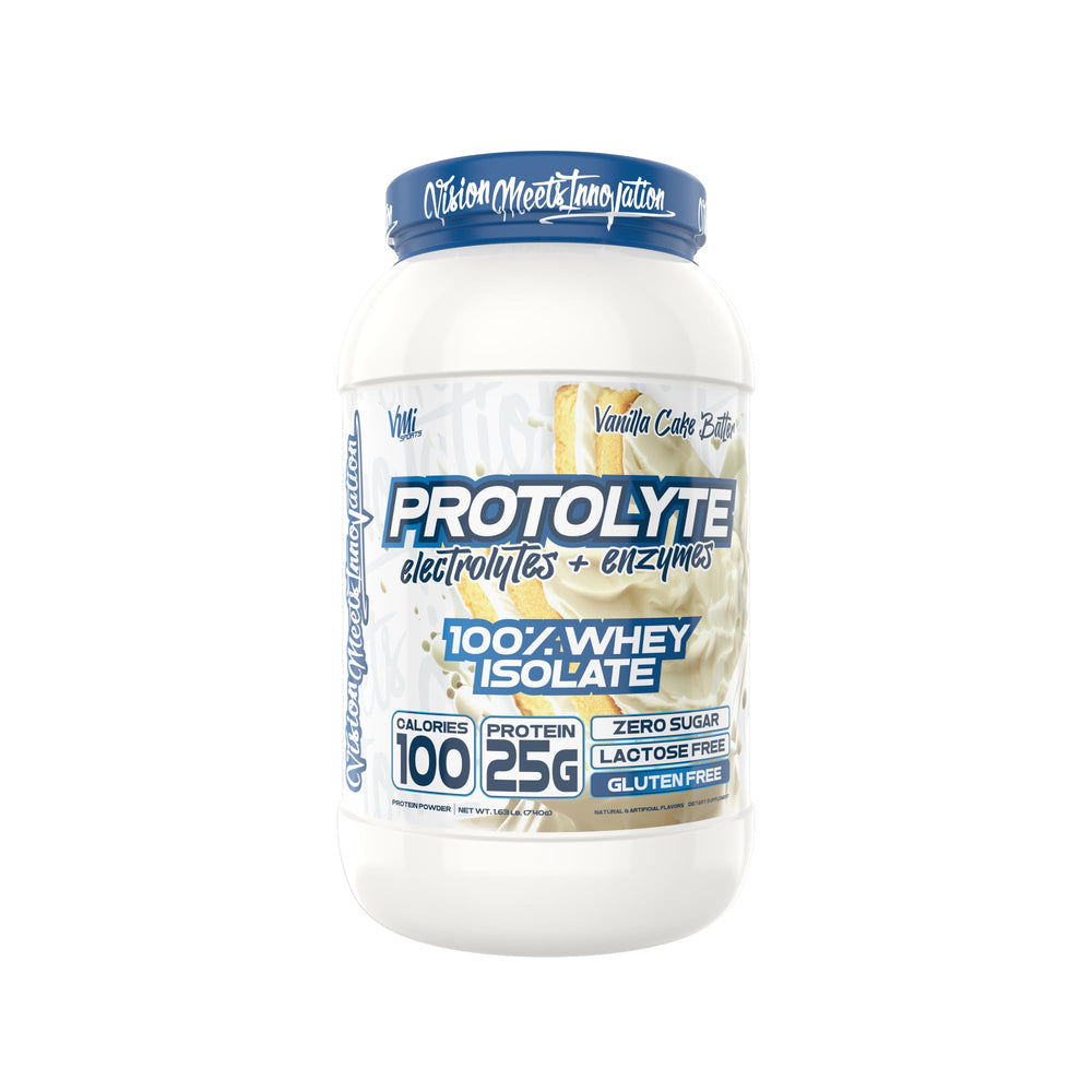 VMI Sports ProtoLyte Whey Isolate with electrolytes supports hydration during workouts.