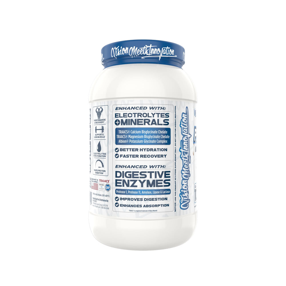 VMI Sports ProtoLyte whey isolate glass shake shows a low-calorie option