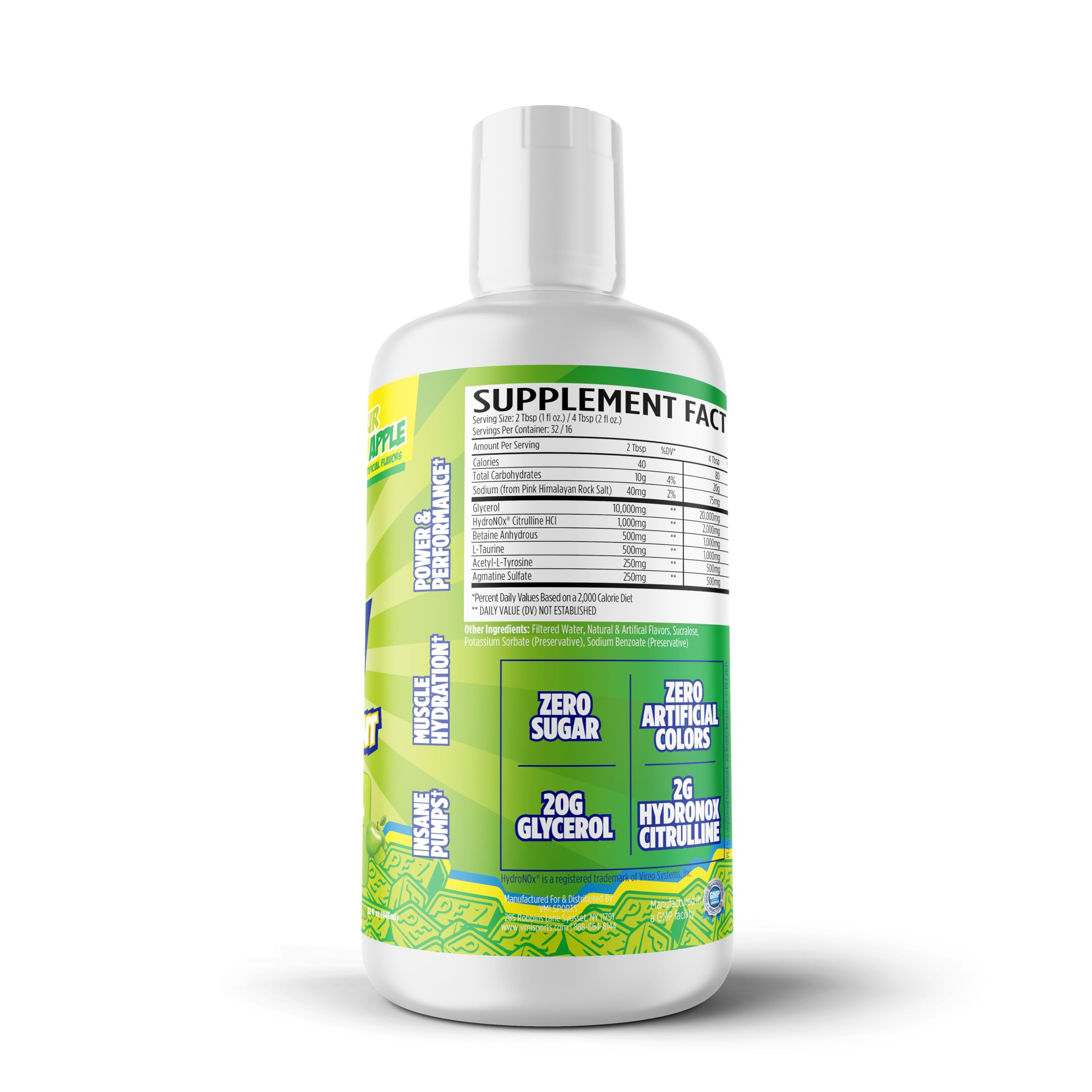 VMI Sports Pump N Flow blue shark gummy liquid illustrating flavor and fast absorption
