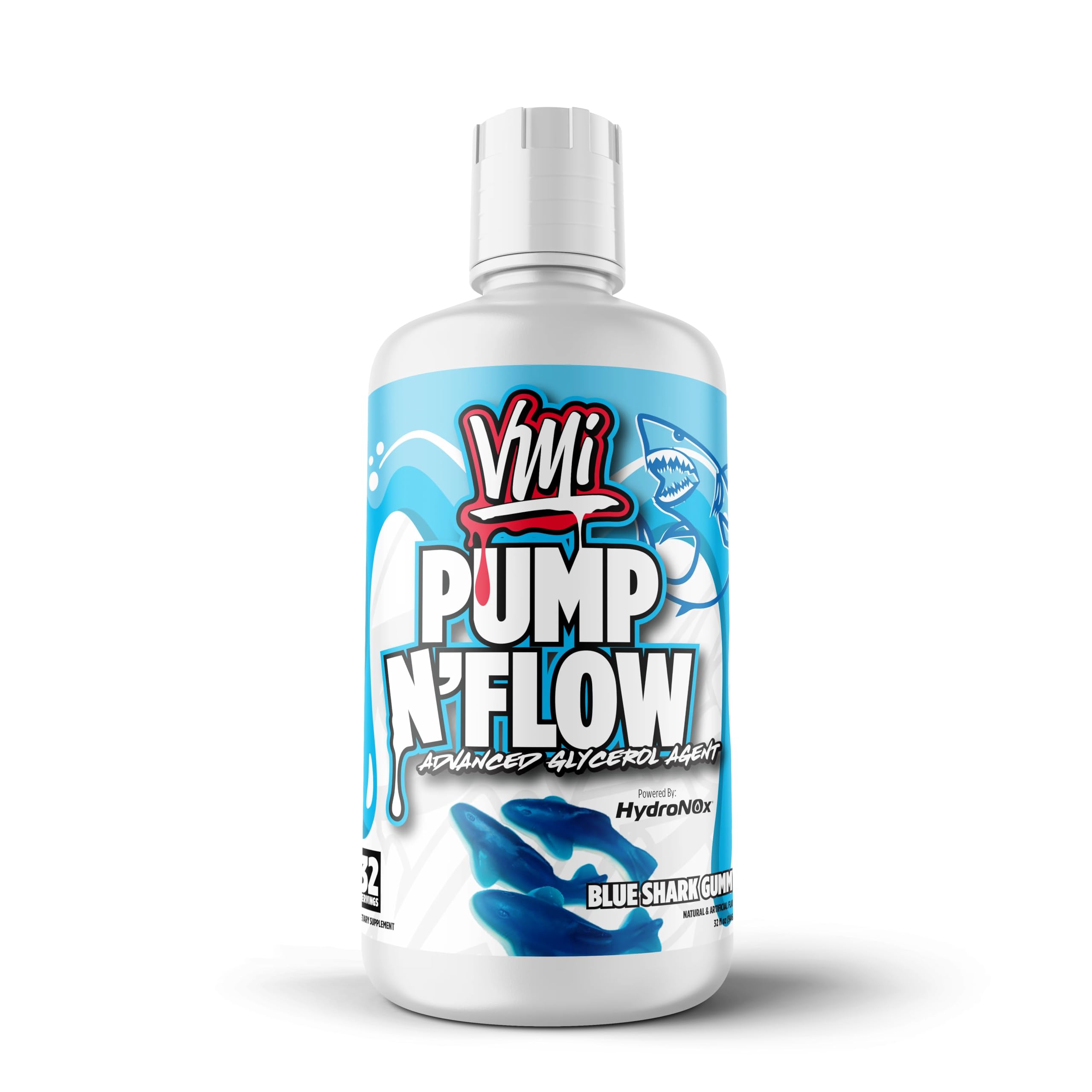 VMI Sports Pump N Flow bottle pouring liquid for quick hydration during workouts